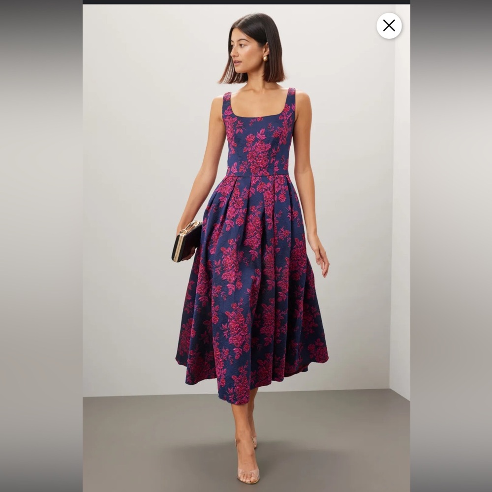 Ieena for Mac Duggal Floral Brocade Dress